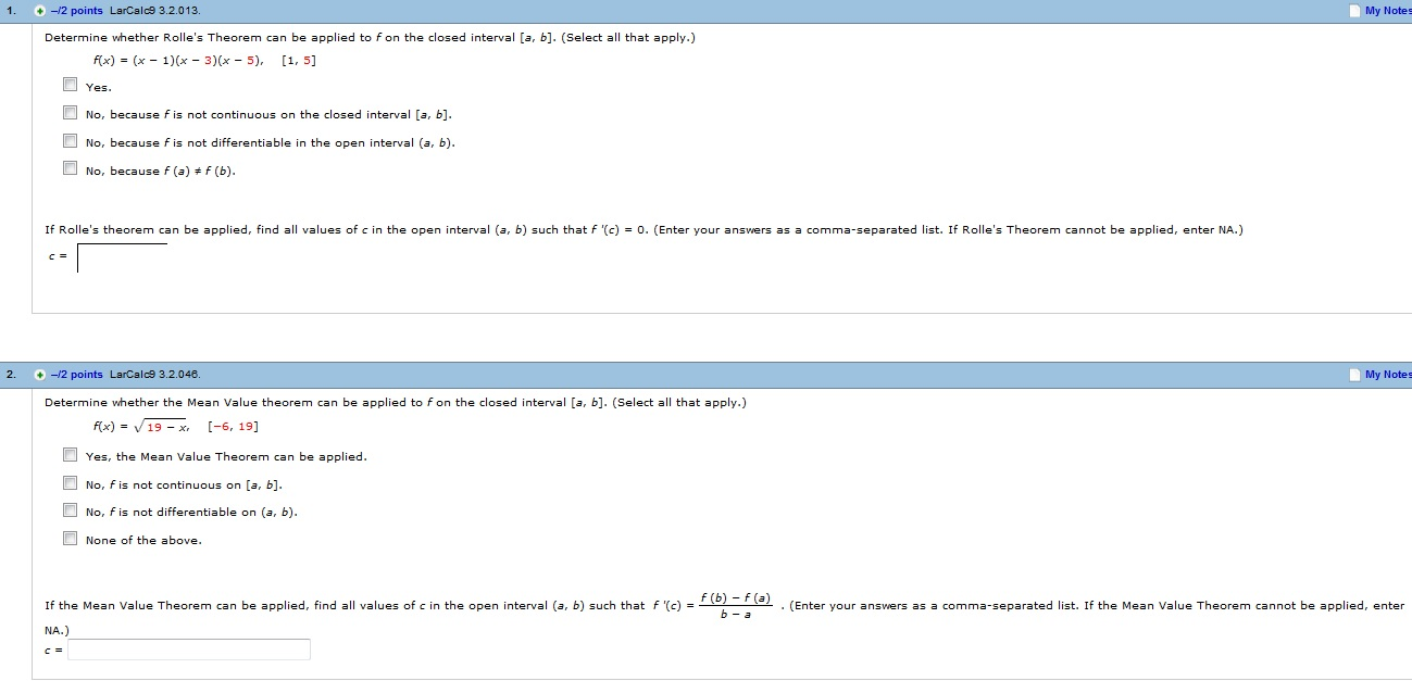Solved Determine Whether Rolle S Theorem Can Be Applied T Chegg Com