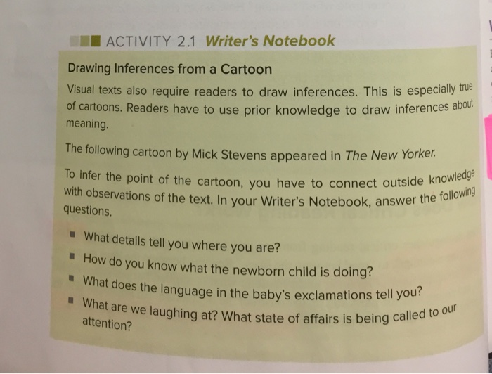 Activity 2 1 Writer S Notebook Drawing Inferences Chegg Com