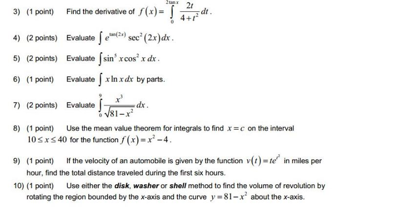 Solved Find The Derivative Of F X Integral 2tan X 0 2t Chegg Com