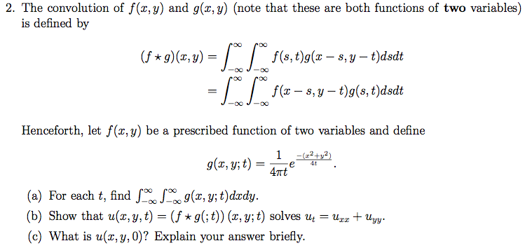 Solved The Convolution Of F X Y And G X Y Is Defined By Chegg Com