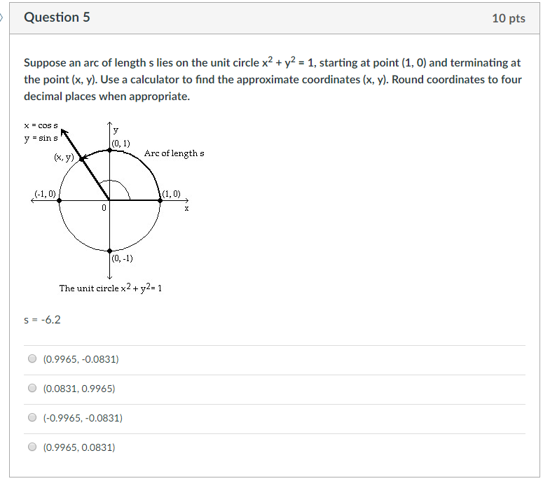 Solved Question 5 10 Pts Suppose An Arc Of Length S Lies On Chegg Com