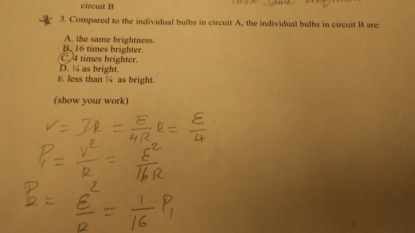 Solved Circuit B 3 Compared To The Individual Bulbs In C Chegg Com