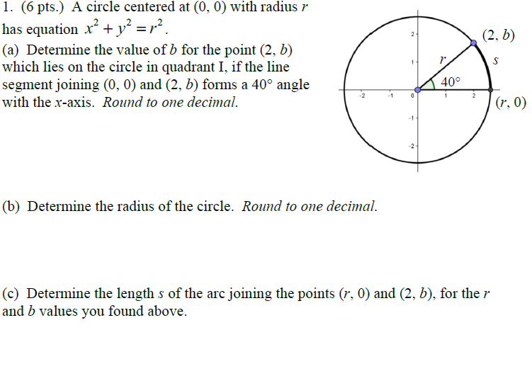 A Circle Centered At 0 0 With Radius R Has Chegg Com