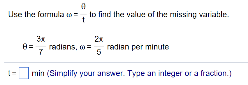 Solved Use The Formula Omega Theta T To Find The Value Of Chegg Com