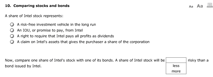 Solved 10 Comparing Stocks And Bonds Aa Aa A Share Of In Chegg Com