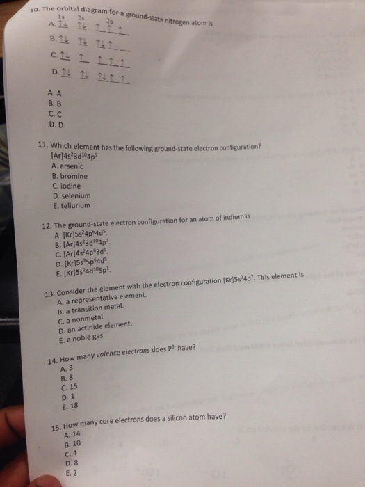 state electron configuration ground A At state Diagram Nitrogen Solved: The Ground Orbital For