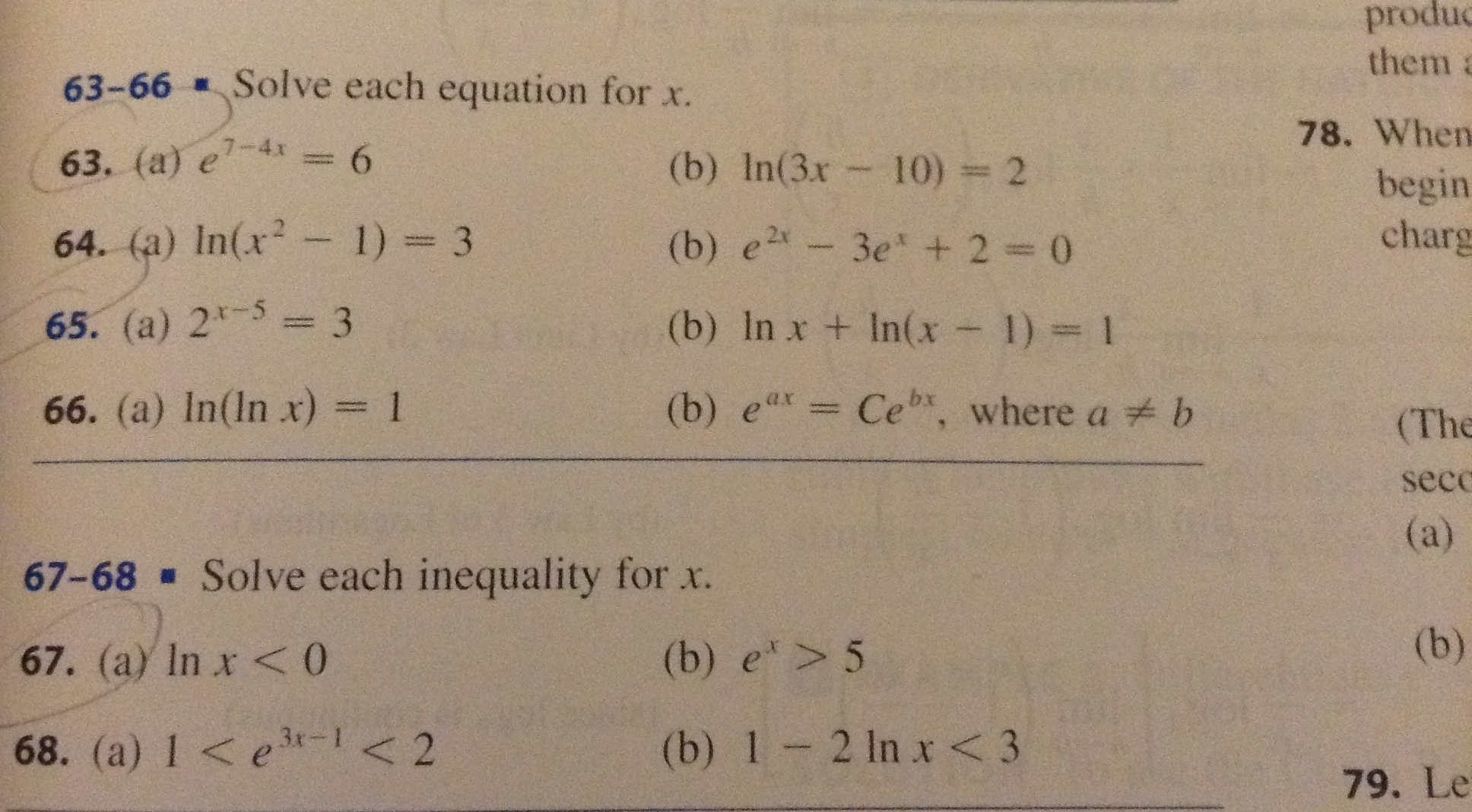 Solved Solve Each Equation For X 63 A E7 4x 6 B