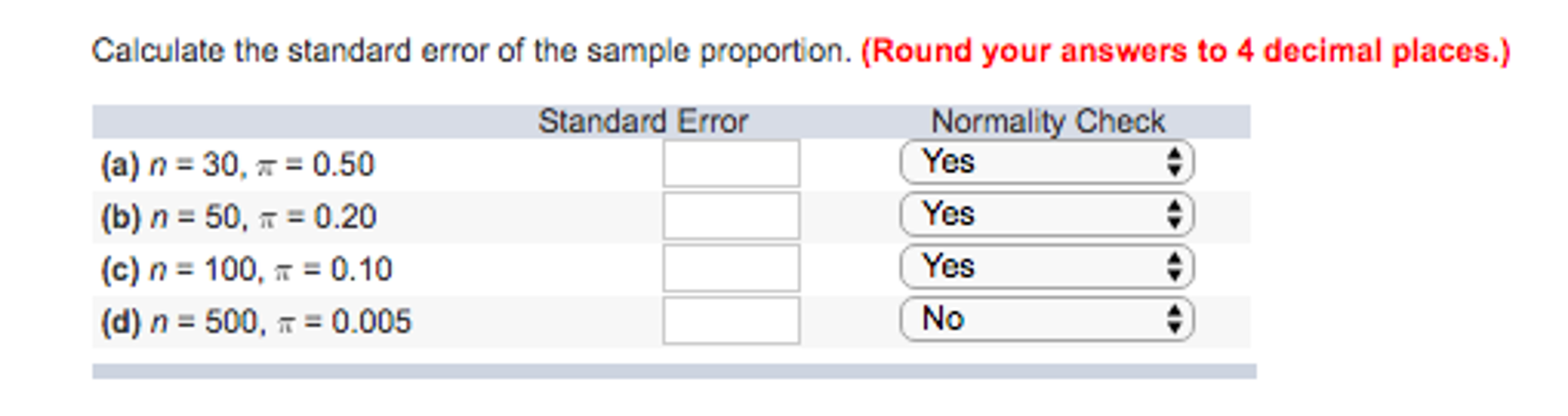 calculate standard error of sample proportion