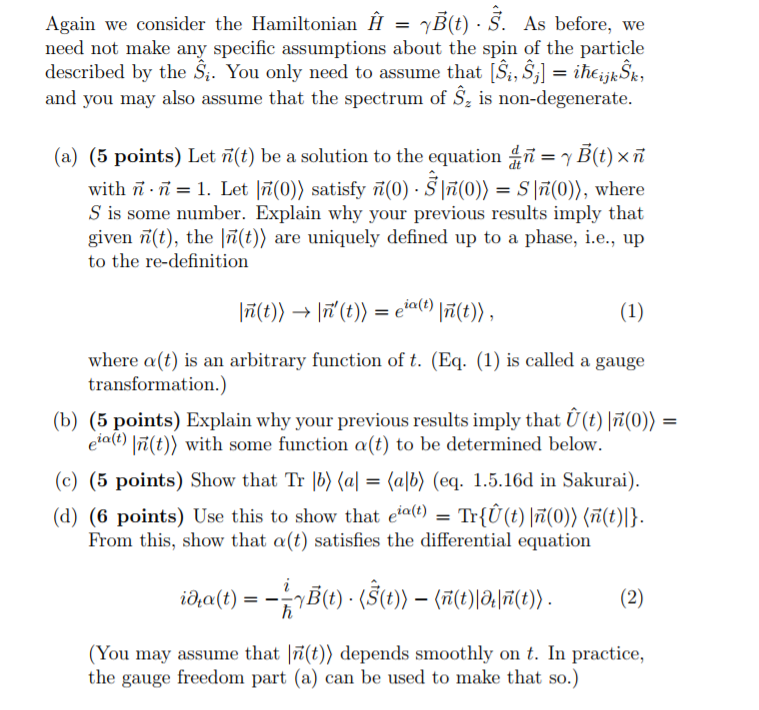 Again We Consider The Hamiltonian H B T S As Chegg Com