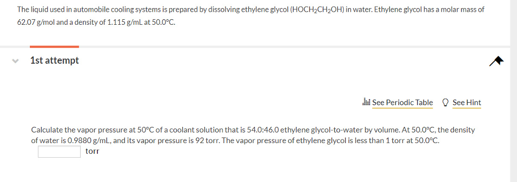 Solved The Liquid Used In Automobile Cooling Systems Is P