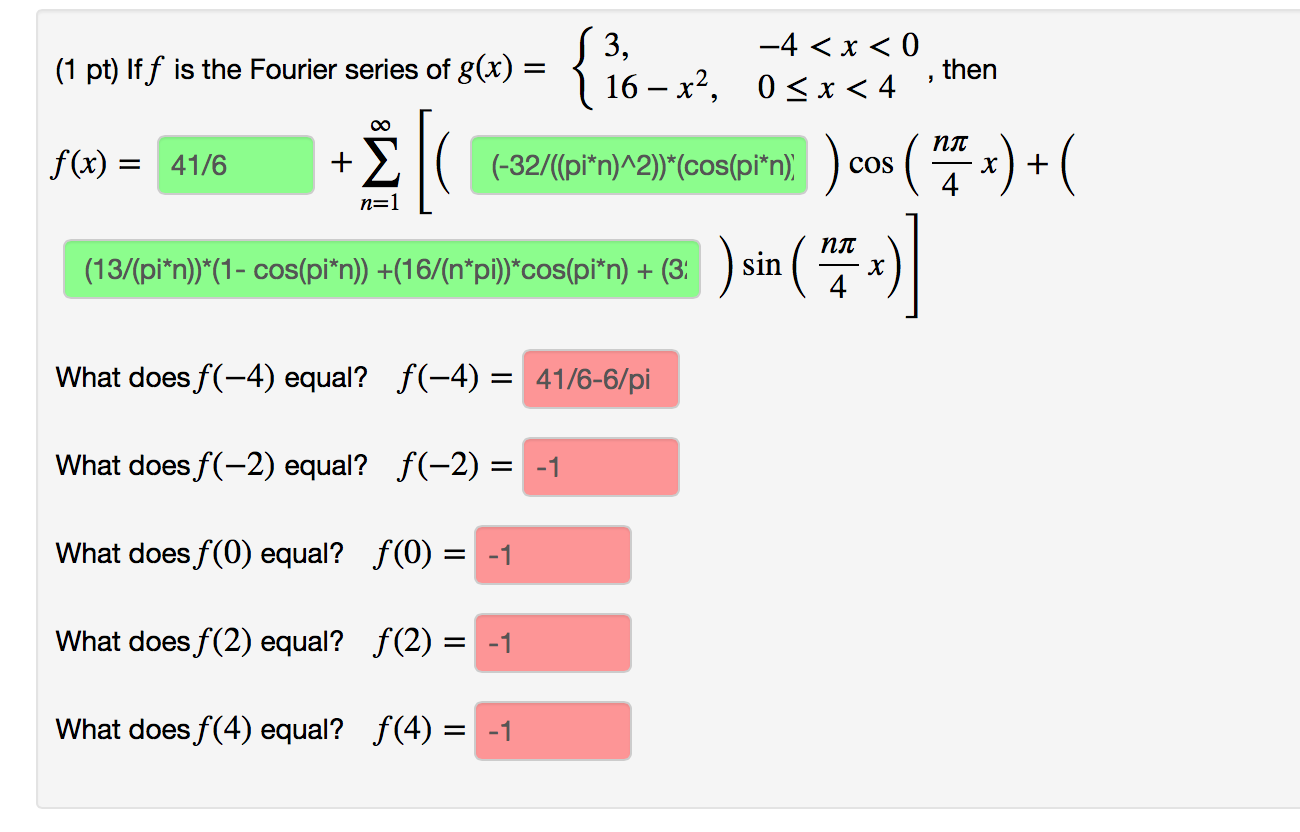 If F Is The Fourier Series Of G X 3 4 X 0 Chegg Com