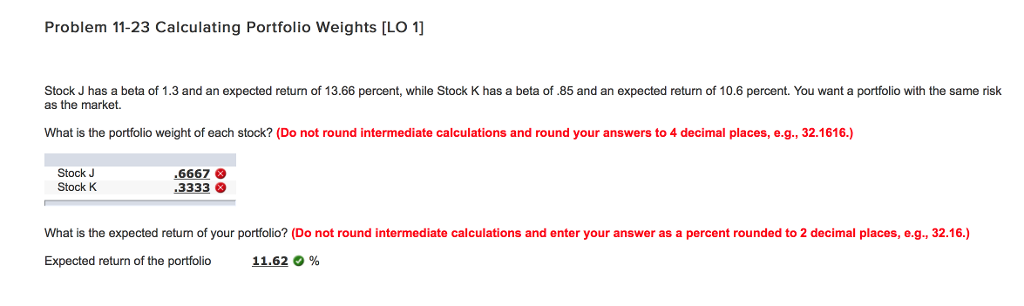 Solved Stock J Has A Beta Of 1 3 And An Expected Return O Chegg Com