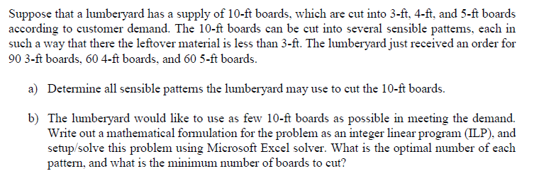 and in supply show demand excel Solved: A Lumberyard That Bo Has ft Supply Suppose A Of 10