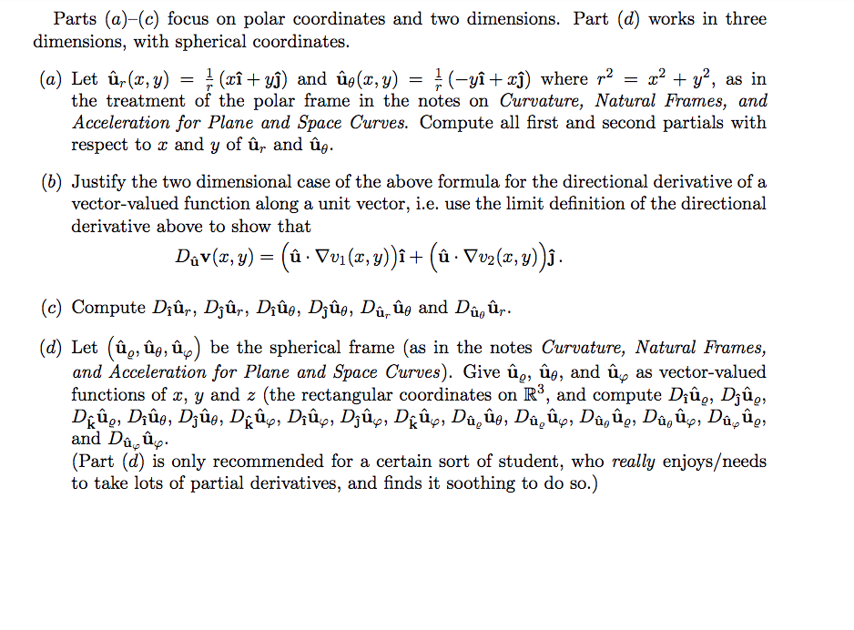 Calculus 3 Problems On Differentiation Curvature Chegg Com