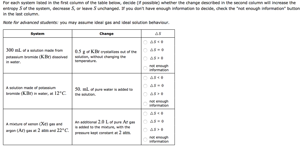 Solved For Each System Listed In The First Column Of The