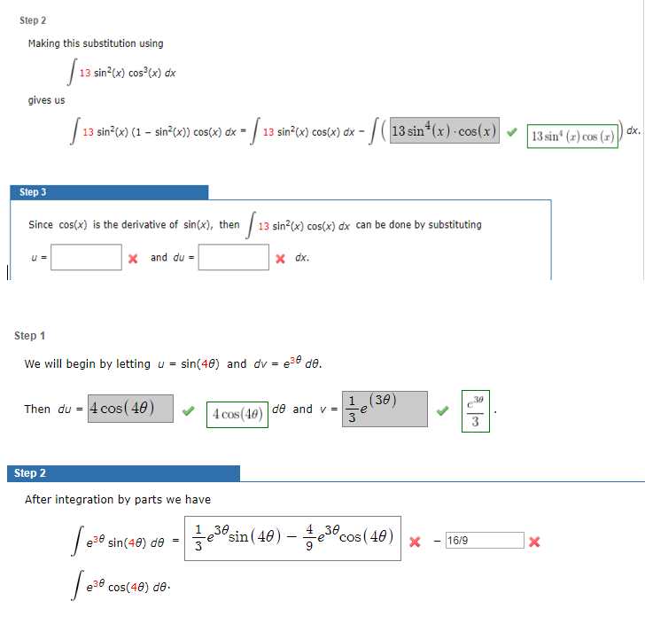 Solved Step 2 Making This Substitution Using 13 Sin2 X Chegg Com