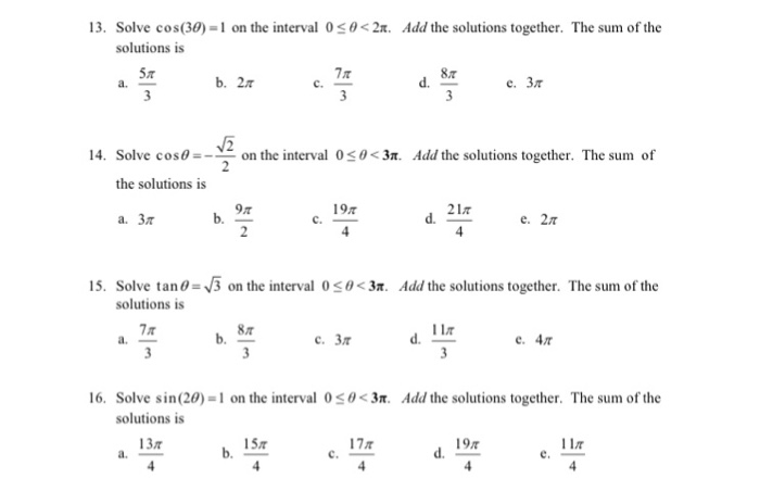 Solve Cos 3 Theta 1 On The Interval 0 Chegg 