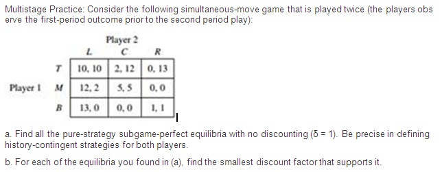Solved 1. Consider the following game that is played twice.