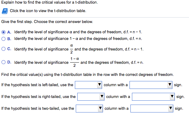 Solved Explain How To Find The Critical Values For A Chegg Com