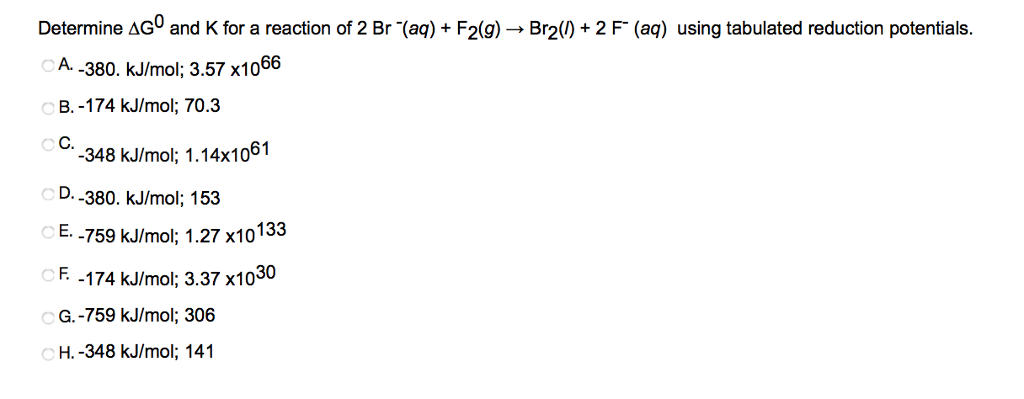 Solved Determine Ag And K For A Reaction Of 2 Br A F2g Chegg Com