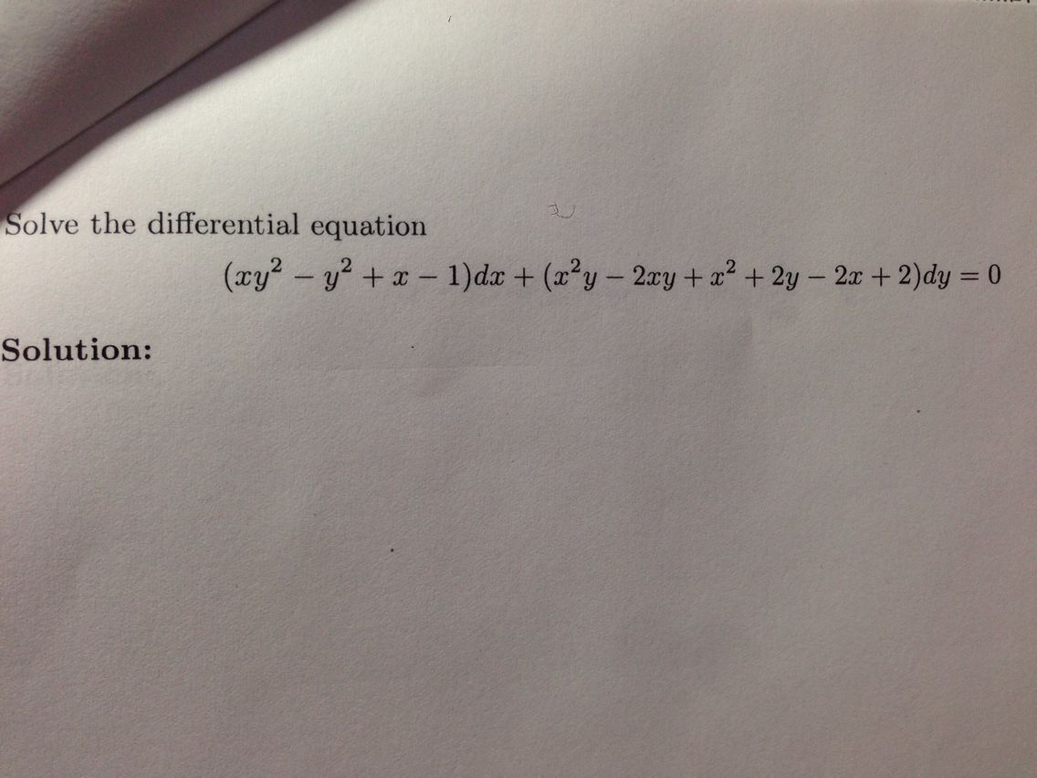 Solve The Differential Equation Xy 2 Y 2 X Chegg Com
