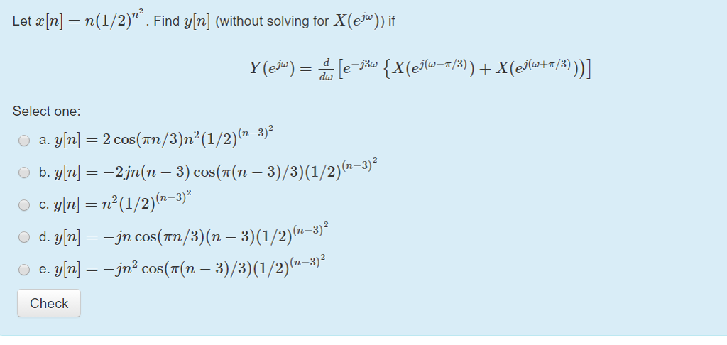 Solved Let X N N 1 2 N 2 Find Y N Without Solvi Chegg Com