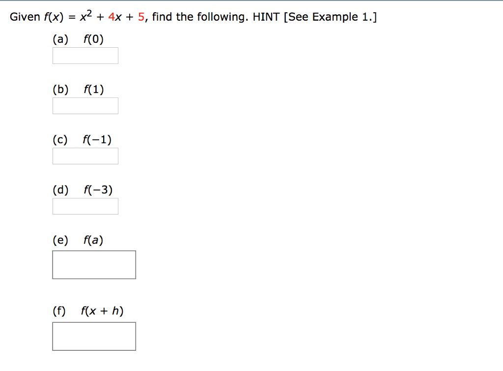 Solved Given F X X2 4x 5 Find The Following Hint Chegg Com
