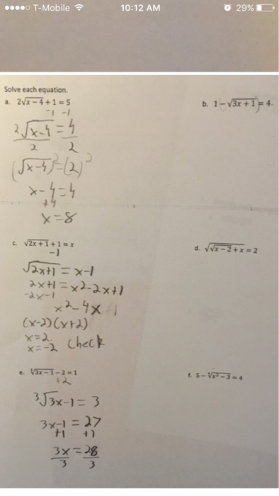 Solved Solve Each Equation 2 Root X 4 1 5 1 Root 3 Chegg Com