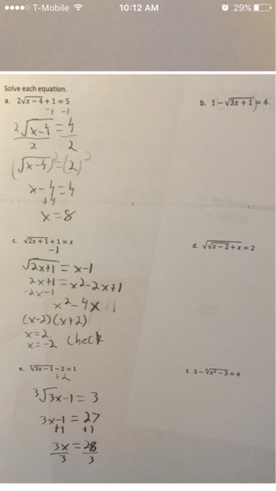 Solved Solve Each Equation 2 Root X 4 1 5 1 Root 3x 1 Chegg Com