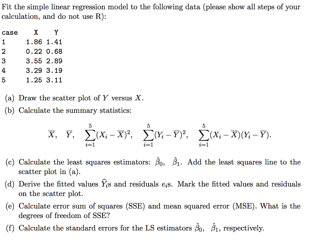 Fit The Simple Linear Regression Model To The Chegg Com