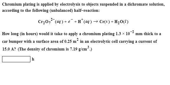 electroplating reaction