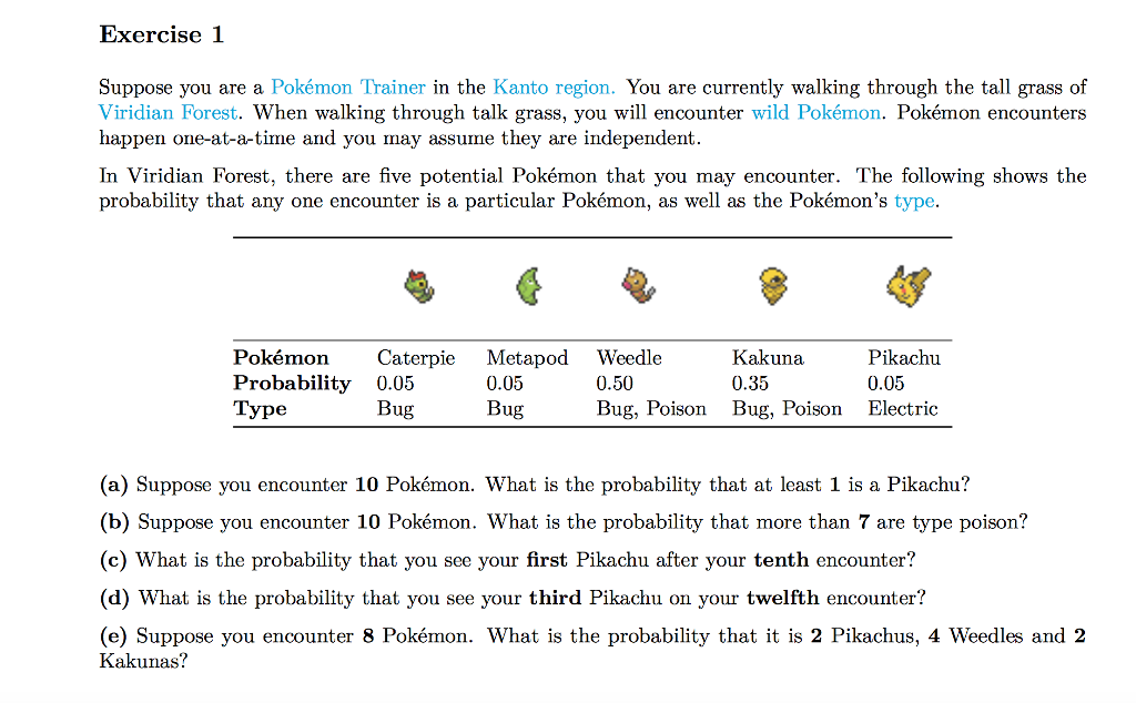 Solved Exercise 1 Suppose You Are A Pokémon Trainer In Th