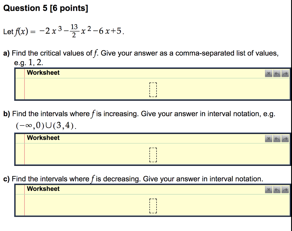 Solved Question 211 [211 points] 21x a) Find the critical values With Interval Notation Worksheet With Answers