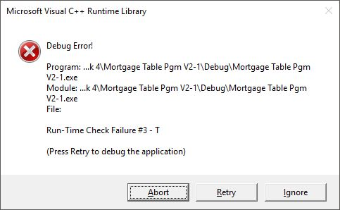 Solved Why am I getting a debug runtime error every time I 