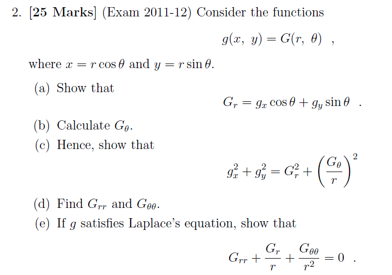Solved Consider The Functions G X Y G R Theta Where X Chegg Com