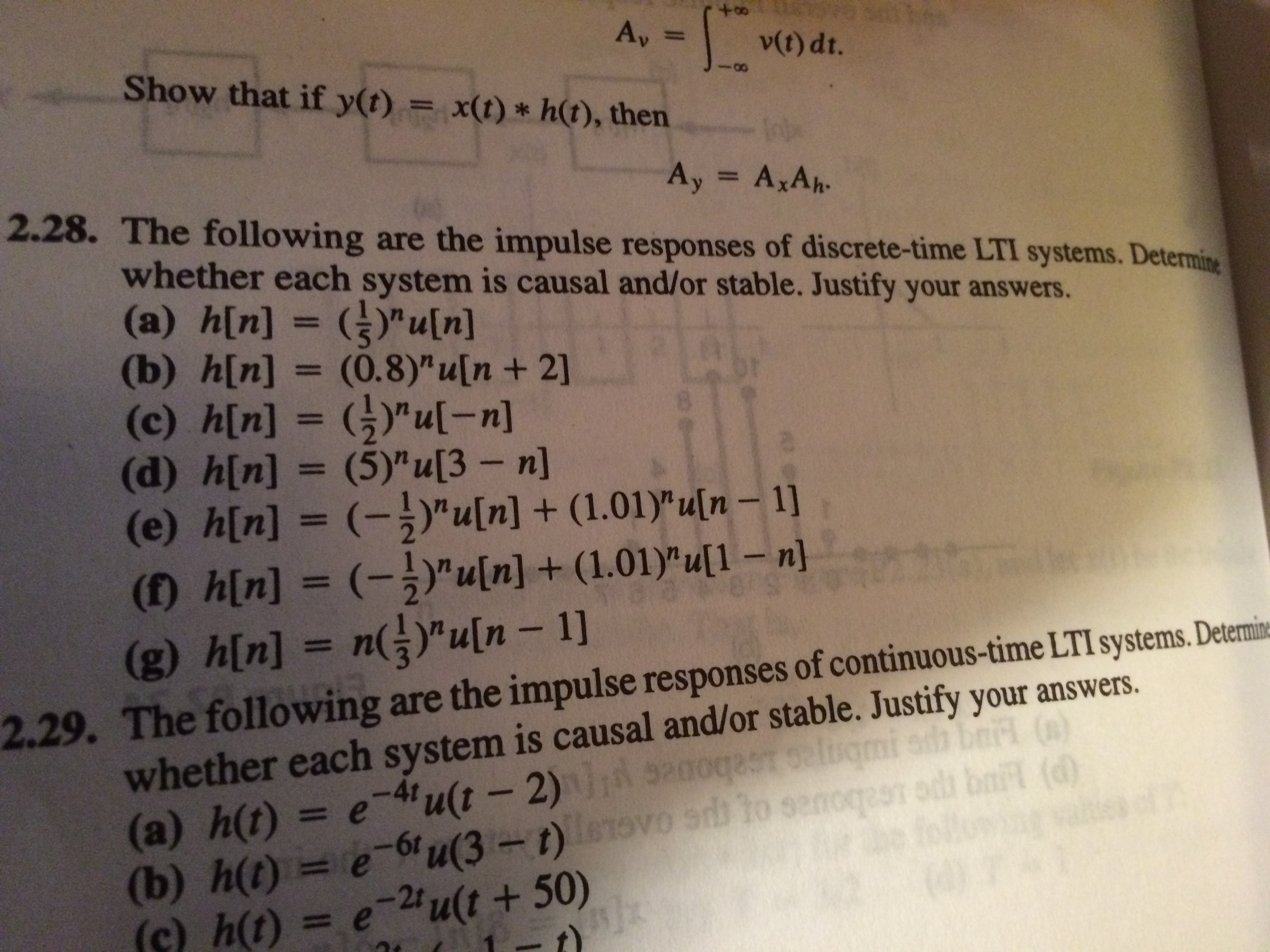 Question: This is a problem from Signals and Systems 2nd edition - Alan V  Oppenheim Chapter 2 problem 28 (a.