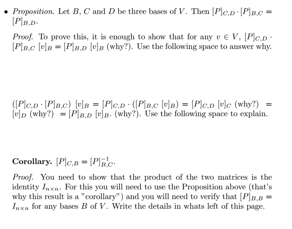 Proposition Let B C And D Be Three Bases Of V Then Chegg Com