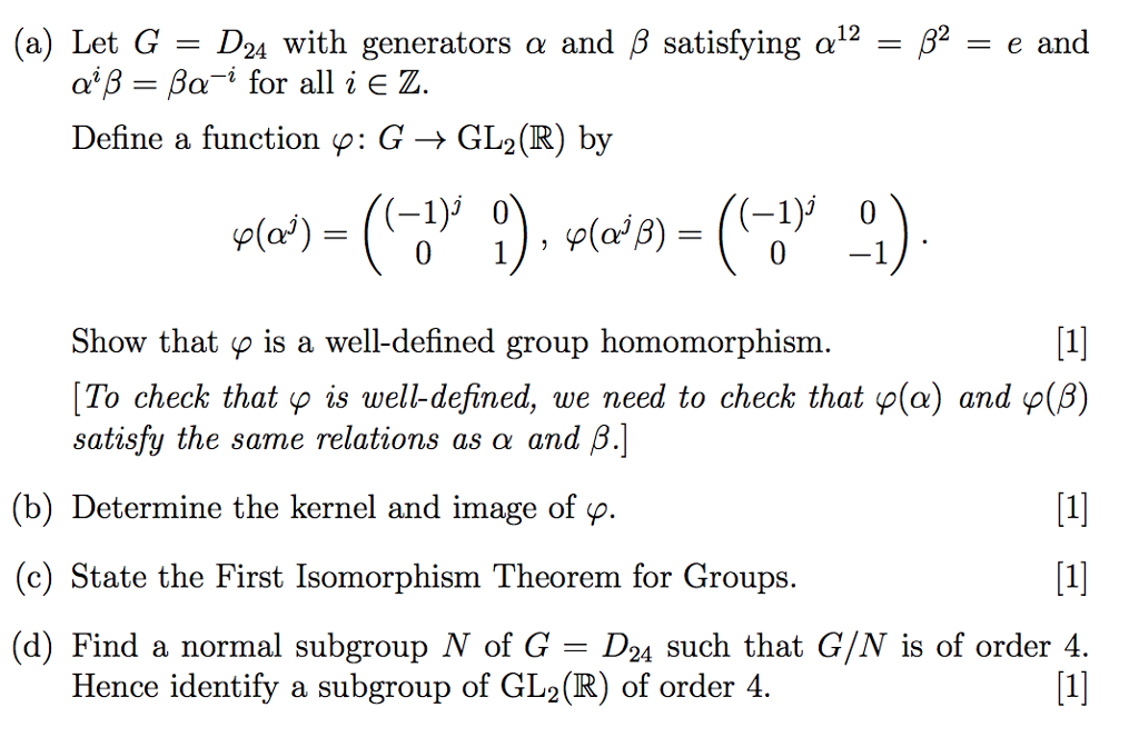 A Let D24 With Generators A And B Satisfying A Chegg Com