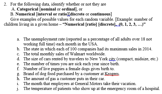 Solved For The Following Data Identify Whether Or Not They Chegg Com