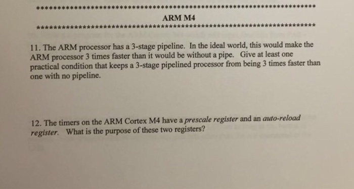 Solved The Arm Processor Has A 3 Stage Pipeline In The Chegg Com