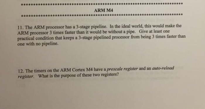 Solved The Arm Processor Has A 3 Stage Pipeline In The I Chegg Com