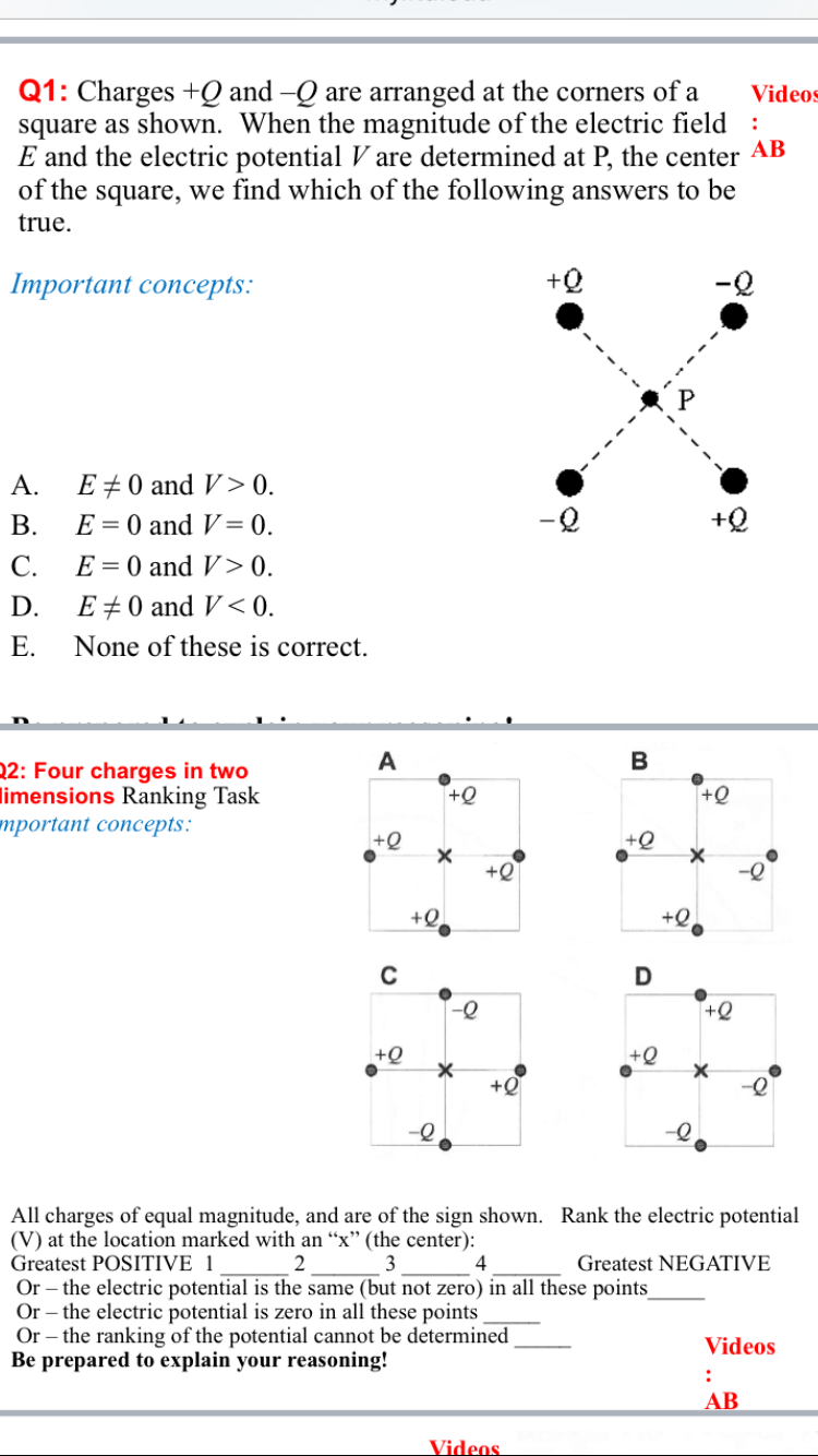 Solved Charges Q And Q Are Arranged At The Corners Of A Chegg Com