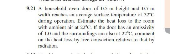 Solved A Household Oven Door Of 0 5 M Height And 0 7 M Wi