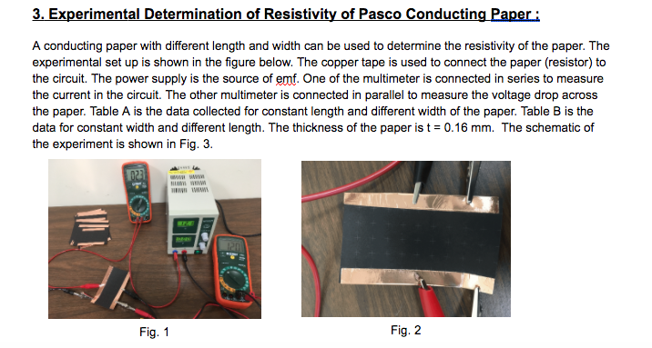 Solved 3 Experimental Determination Of Resistivity Of Pa