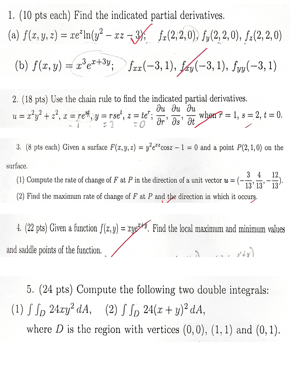 Solved Find The Indicated Partial Derivatives F X Y Z Chegg Com