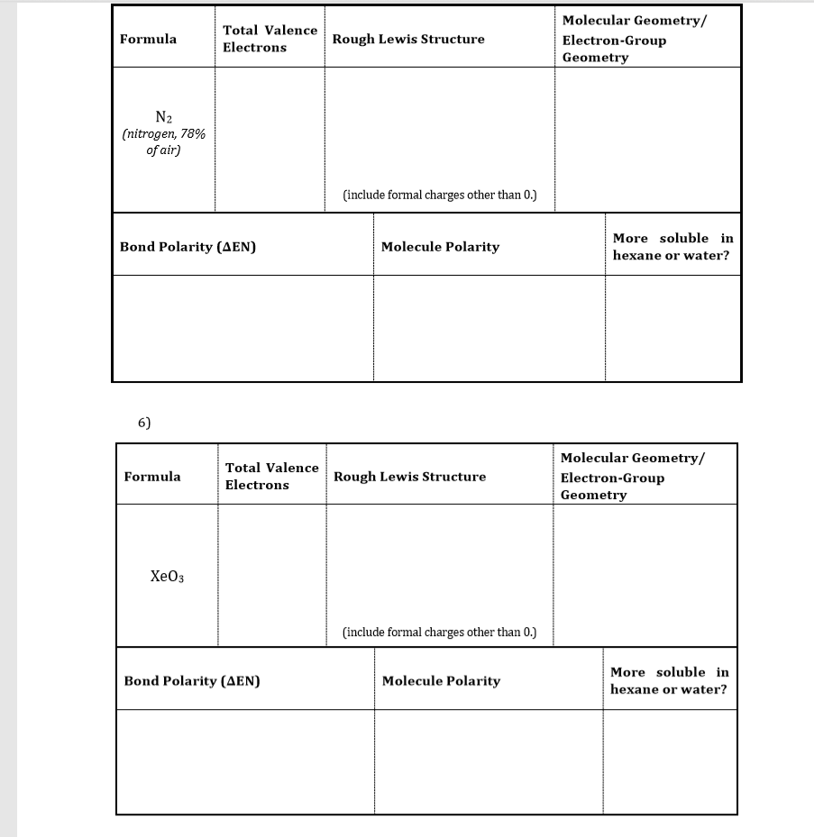 Total Valence Electrons Molecular Geometry Chegg Com