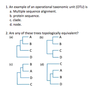 Solved 1. An Example Of An Operational Taxonomic Unit (OTU) | Chegg.com