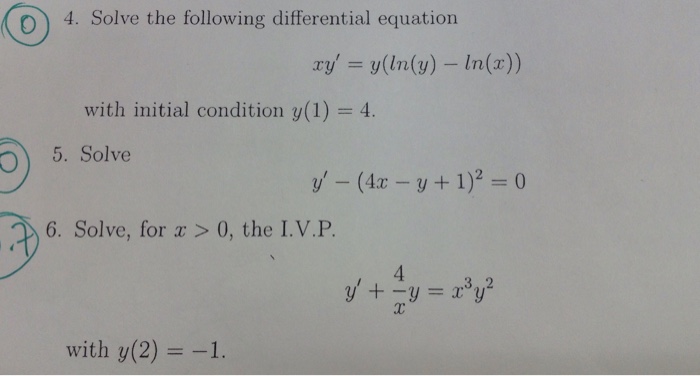 Solved Solve The Following Differential Equation Xy Chegg Com