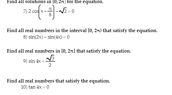 Solved Find All Solutions In 0 2 Pi For The Equation 2 Chegg Com