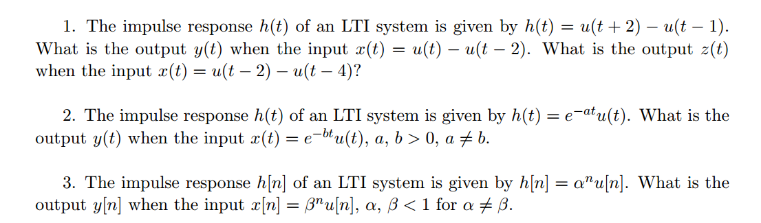 Solved Impulse Response Question Signals And Systems Pl Chegg Com